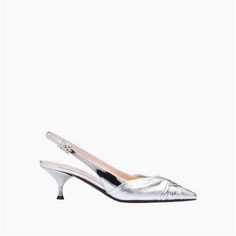 prada milano stack slingback metallic court shoe|prada shoes.